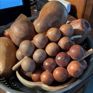 Handcrafted Wooden play kitchen fruits- Warm Brown Tones